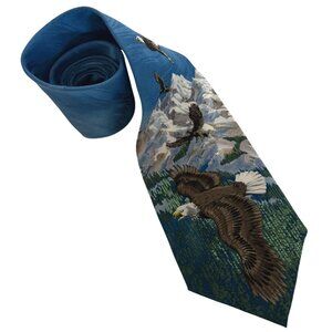 Free Man Apparel Eagle Mountain Scenic Silk Tie Mens Necktie Office Dad Gift